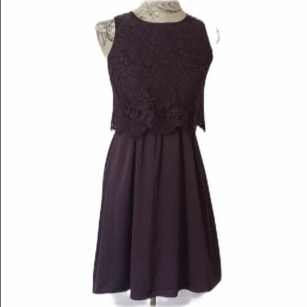🆕 Loft Eggplant Lace Dress XS